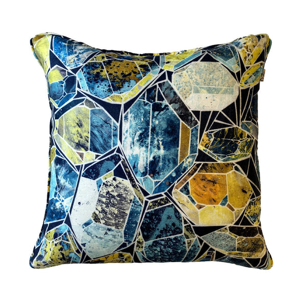Luxury Irish Linen 50cm Euhedrual Blue Vibrant Square Cushion