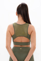 Boston - PYRATEX® Organic Cotton Open Back Bra Top - Green Ash