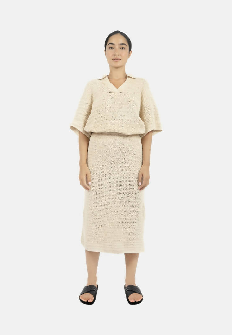 Sedona Crochet Polo Top-Natural
