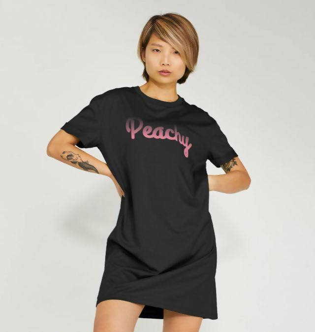 Ladies Eco & Vegan Friendly 100% Organic Cotton Tshirt Dress - Peachy