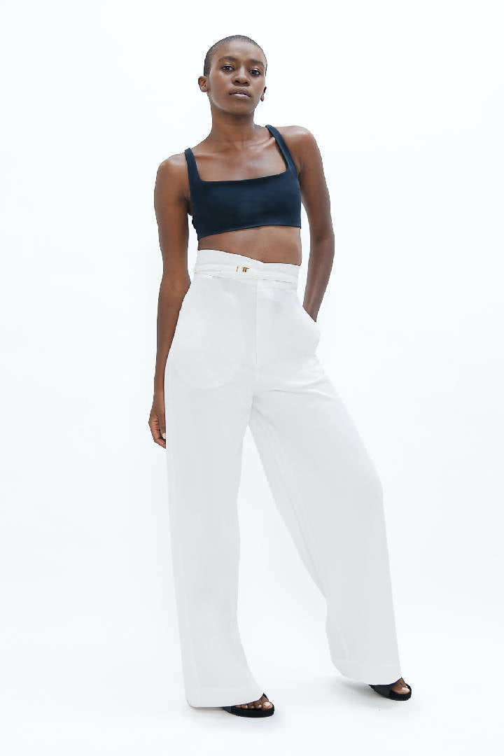 Florence Organic Cotton Pants in White Dove