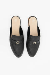 Cairo Mules in Charcoal Black