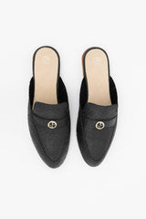 Cairo Mules in Charcoal Black