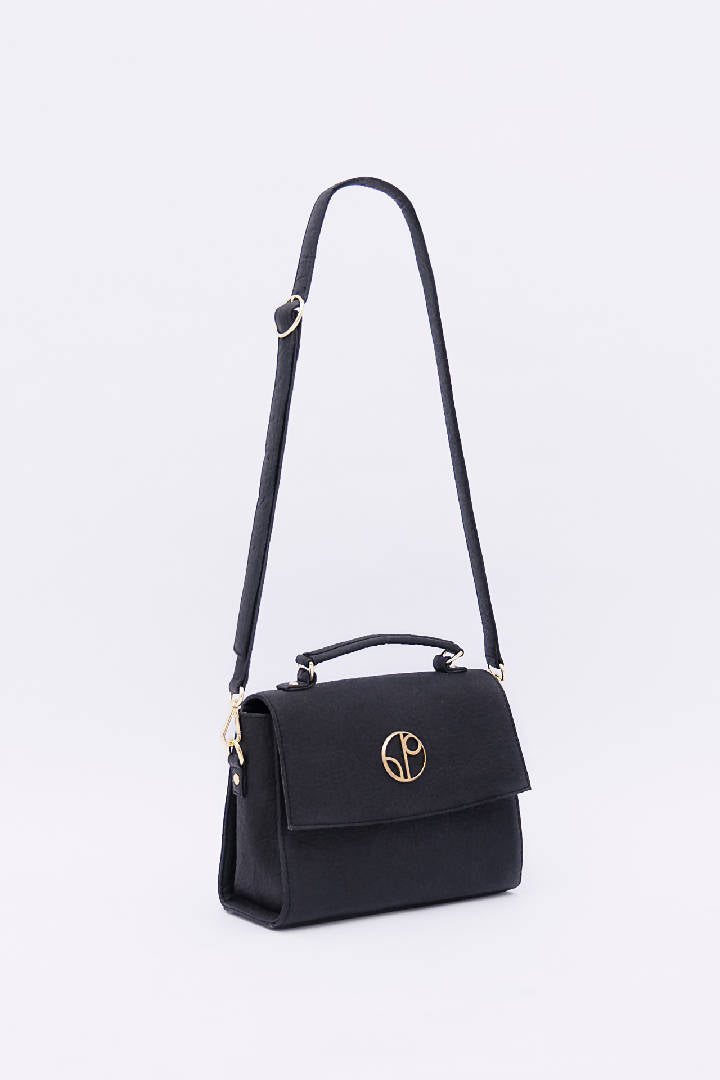 London Piñatex® Saddle Bag in Truffle Black