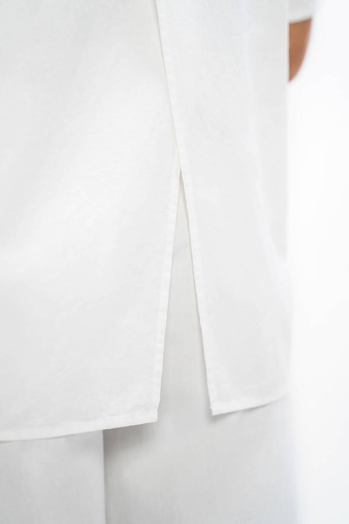 Vienna Organic Cotton Short Sleeves Shirt in Cloud White