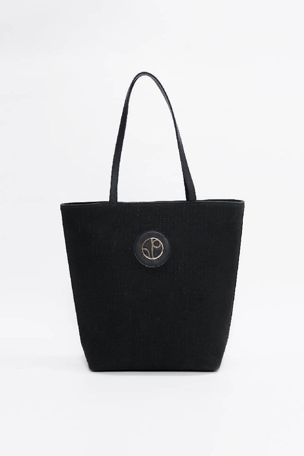 Monte Carlo Organic Cotton Tote Bag in Oyster Black