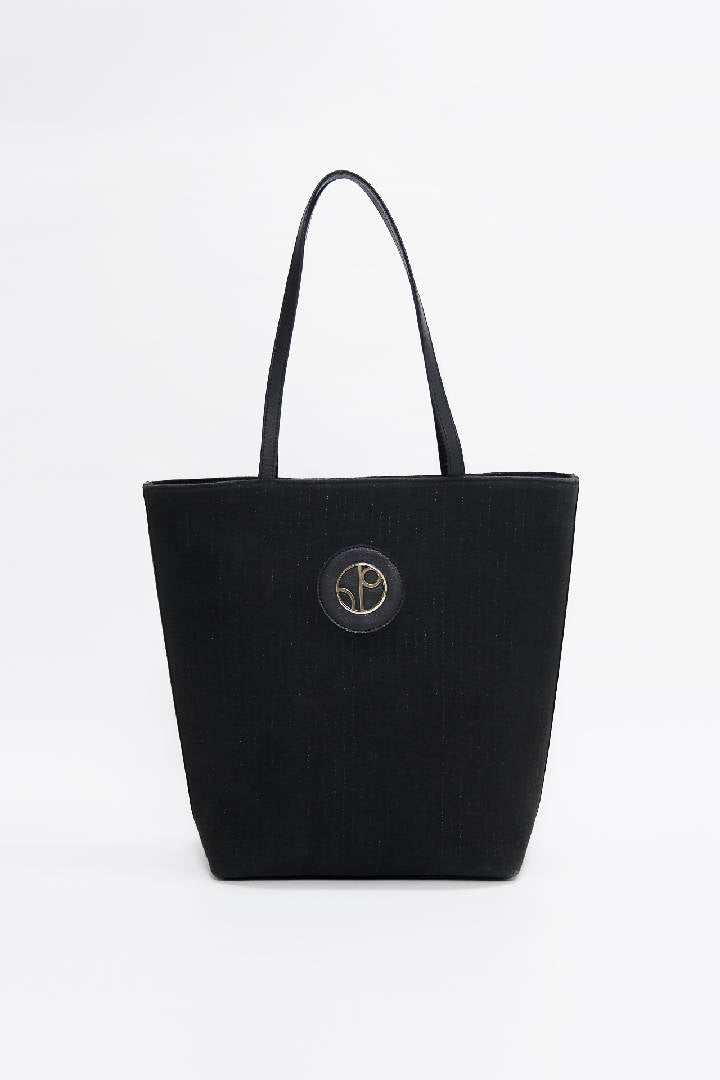Monte Carlo Organic Cotton Tote Bag in Oyster Black