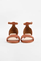 Chicago Ankle Strap Heels in Canela Brown