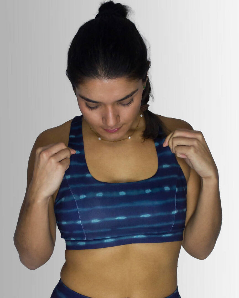 Whale Shark Print Racer Back Sports Bra