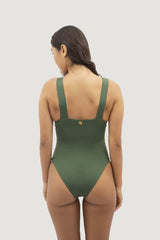 Saint Tropez Ruffled One-Piece Swimsuit in Seaweed Green