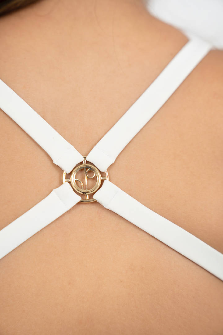 Crete Cross Back Bikini Top in Sand Brown
