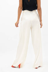 Branson Silk Wide Leg Pants in Pearl White