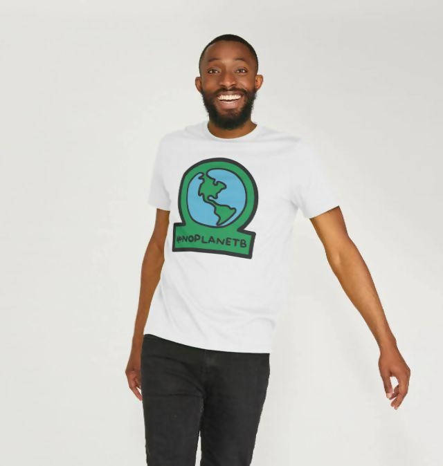 Men's Eco & Vegan Friendly 100% Organic Cotton Tshirt - #NoPlanetB