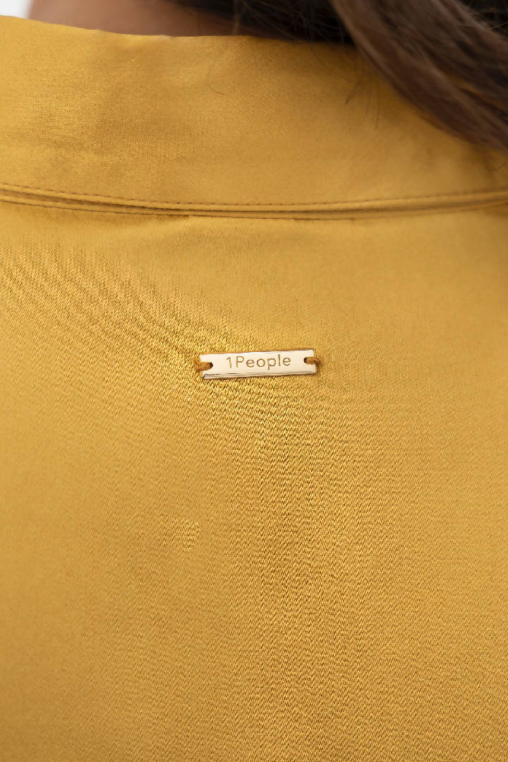 Kobe Shirt Silk Blouse in Mimosa Yellow