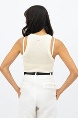 Sao Paulo Racer Knitted Top in Porcelain White