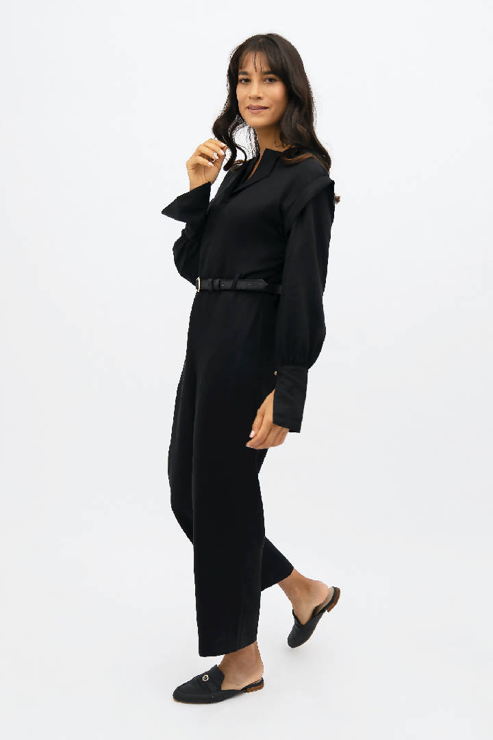 Dakar TENCEL™ Straight Leg Jumpsuit in Licorice Black