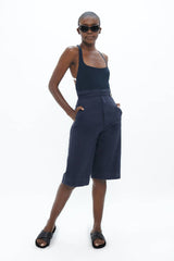 Florence Organic Cotton Bermuda Shorts in Summer Night Blue
