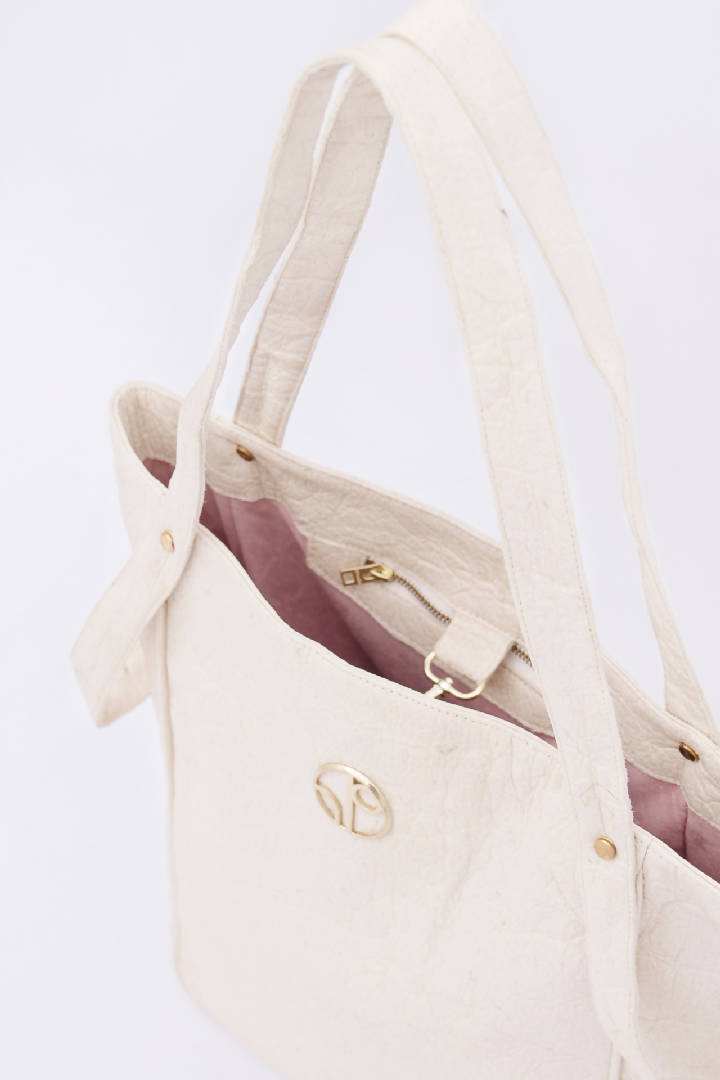 Tokyo Piñatex® Tote Bag in Latte White