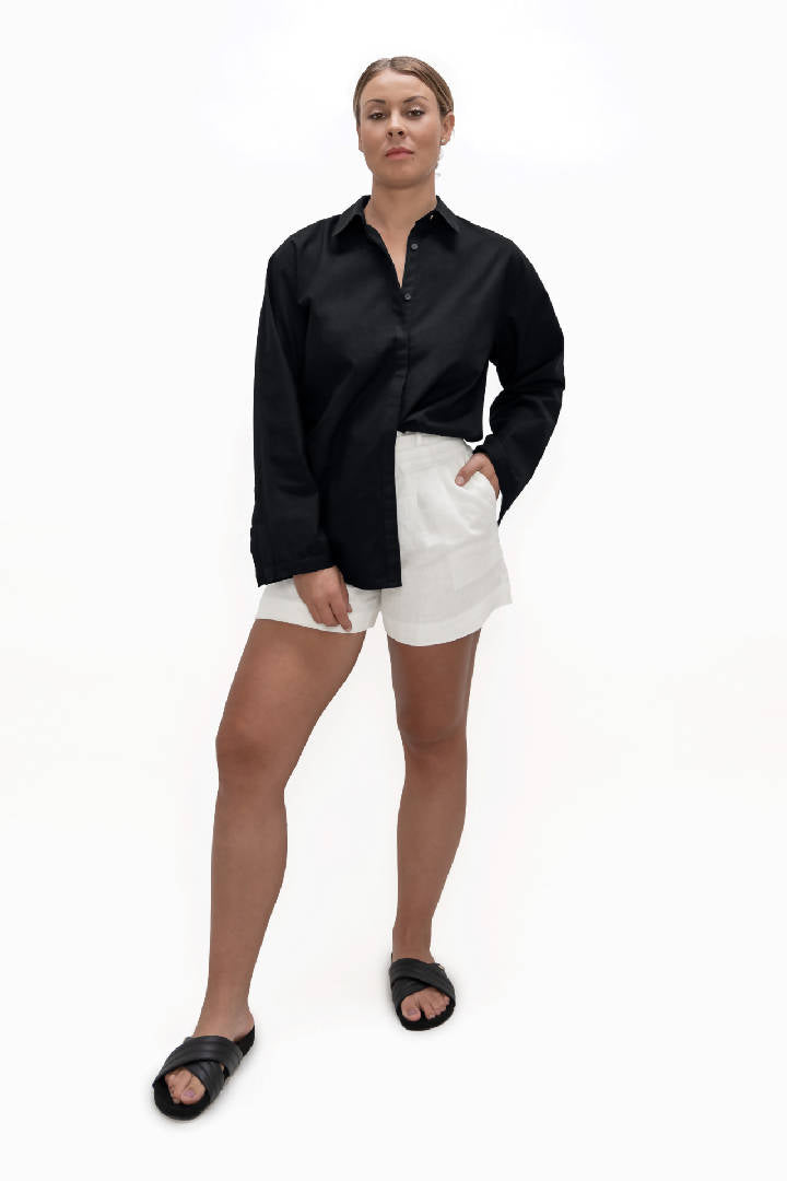 Budapest Organic Cotton Oversized Shirt in Eclipse Black