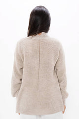 Ottawa - Hand Knitted Wool High Neck Sweater - Sand Marl