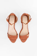 Chicago Ankle Strap Heels in Canela Brown