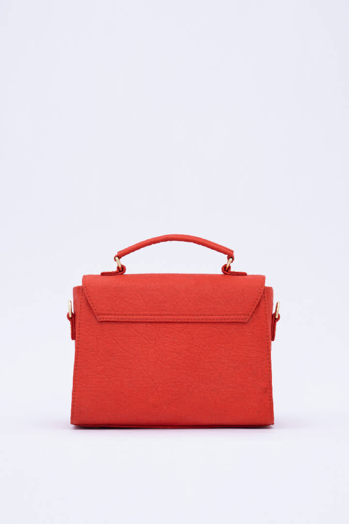 London Piñatex® Saddle Bag in Cherry Red