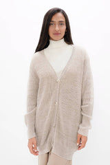 Salzburg - Hand Knitted Wool Cocoon Cardigan - Sand Marl