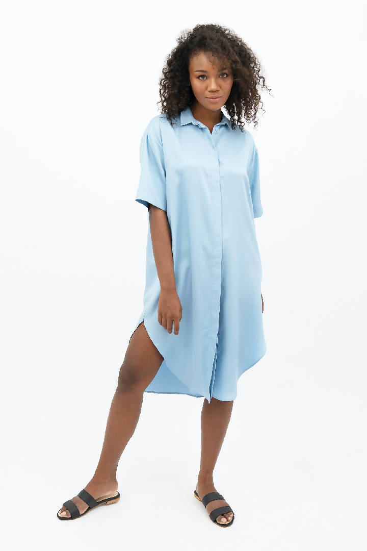 Seville TENCEL™ Oversized Midi Dress in Sommerhus Blue