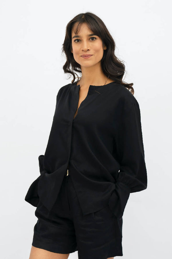 Cap Ferret TENCEL™ Long Sleeves Shirt in Licorice Black