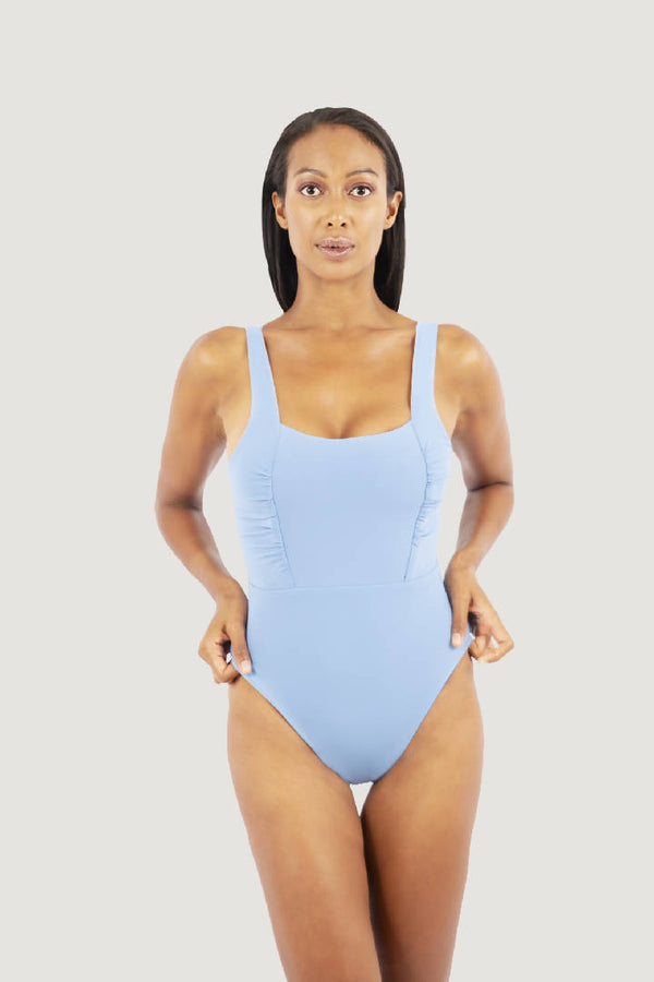 Saint Tropez Ruffled One-Piece Swimsuit in Baby Blue Ocean Spray