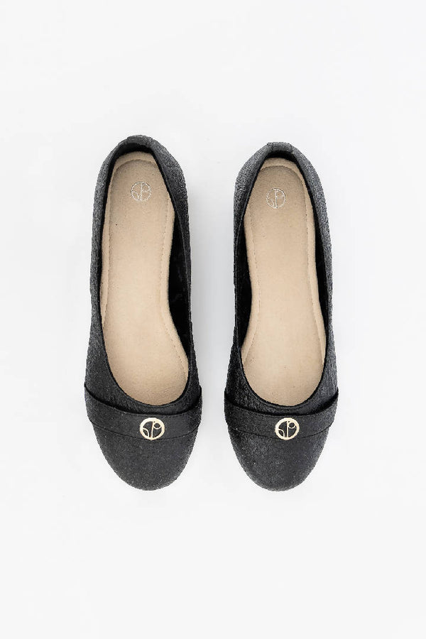 Cape Town Ballerina Flats in Charcoal Black