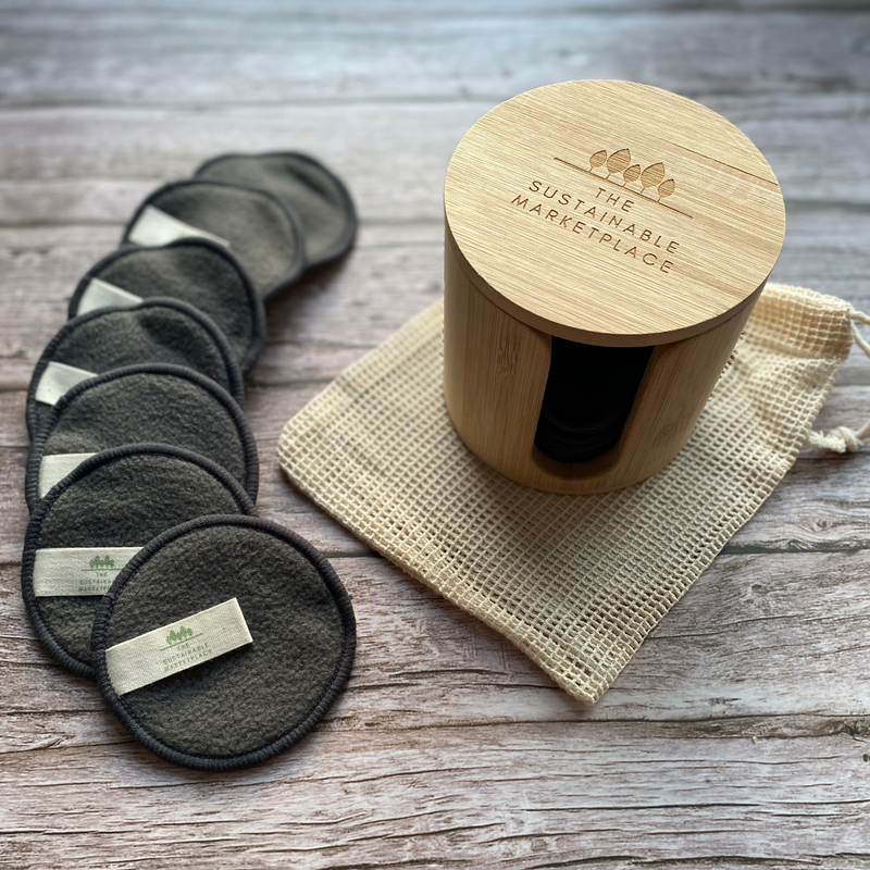 Bamboo Holder with Reusable Bamboo Charcoal Face Pads
