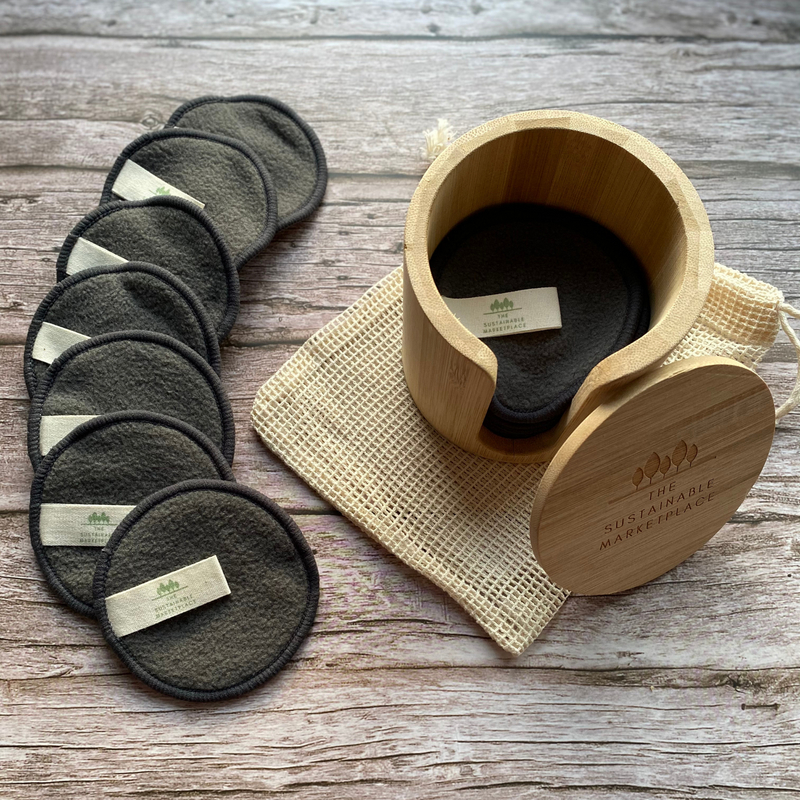 Bamboo Holder with Reusable Bamboo Charcoal Face Pads