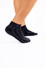Modal Cable-Knit Ankle Socks in All Black
