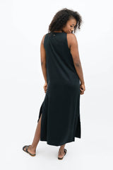 Capri Sleeveless V-neck Maxi Dress in Licorice Black