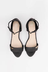 Chicago Ankle Strap Heels in Charcoal Black