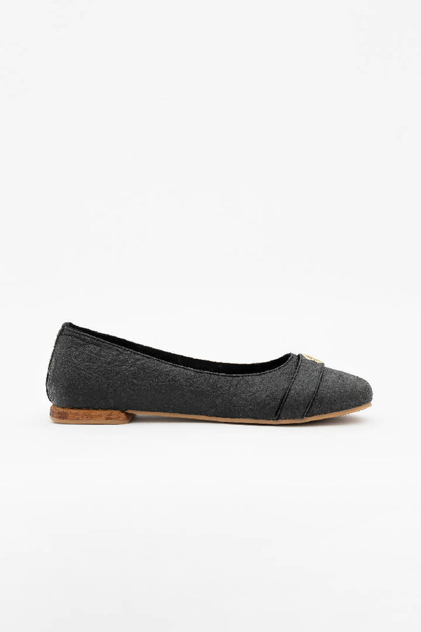 Cape Town Ballerina Flats in Charcoal Black