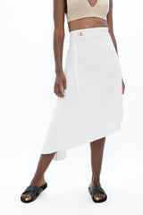 Mallorca Organic Cotton Asymmetric Skirt in White Dove