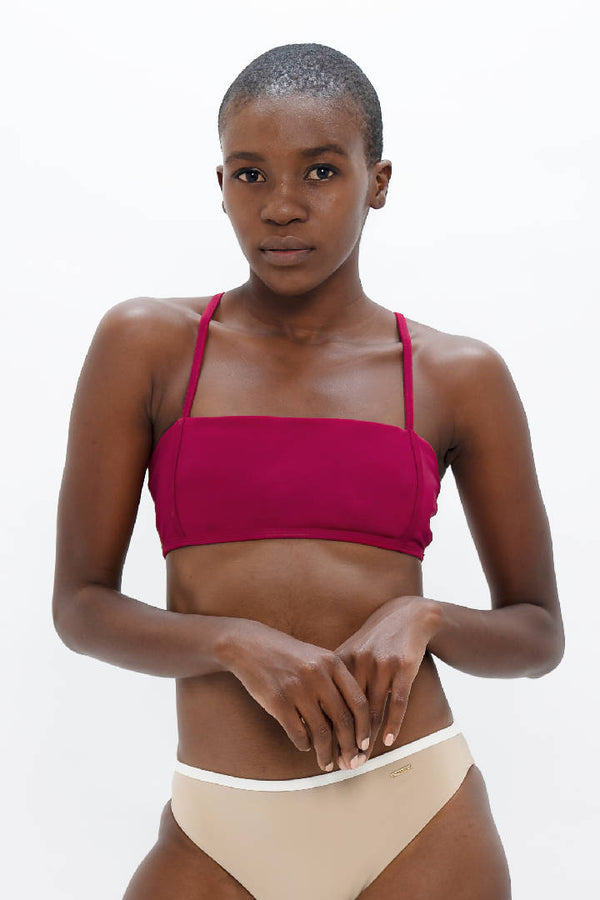 Brisbane Classic Bikini Top in Red Coral