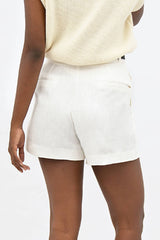 French Riviera Linen Mom Shorts in Porcelain White