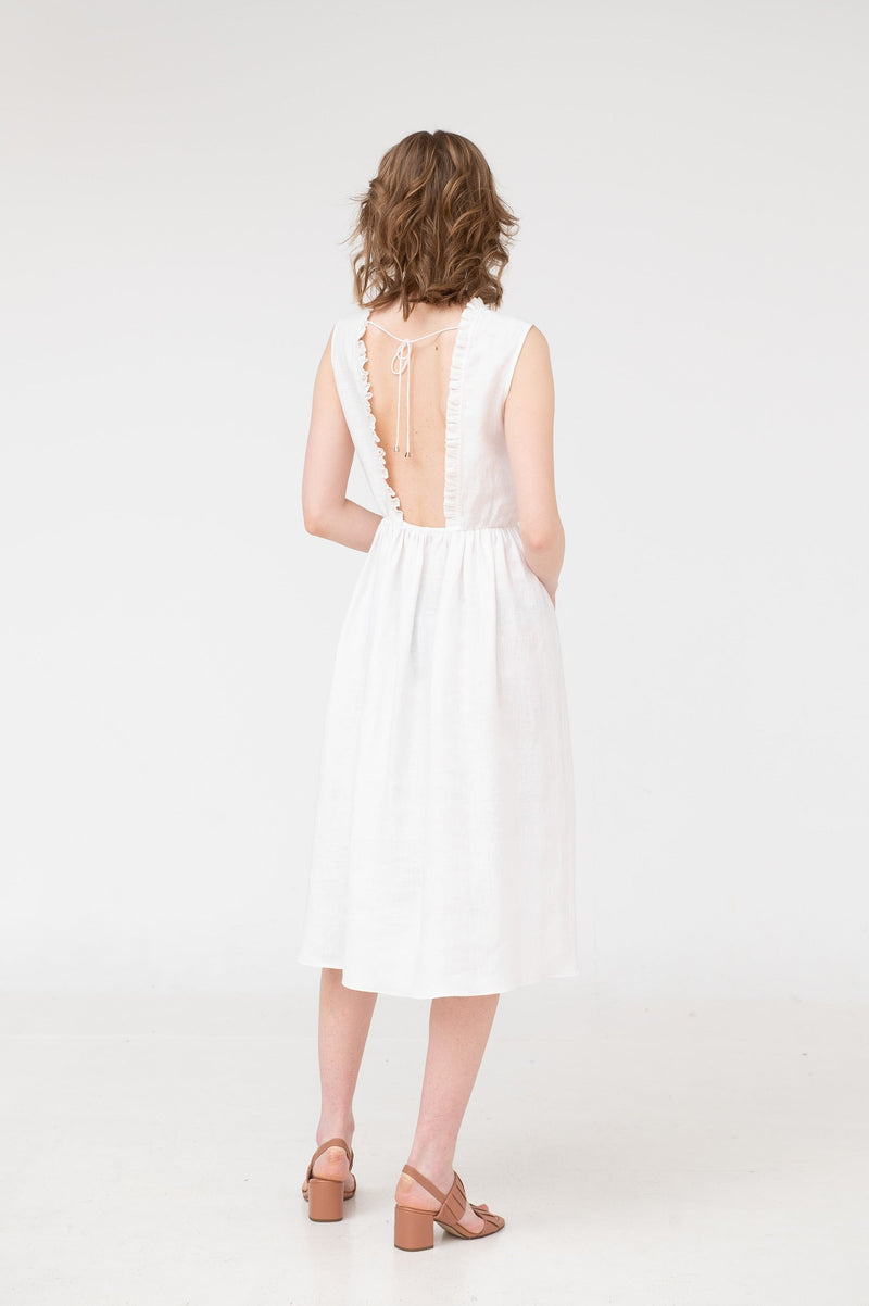 Open Back Linen Dress