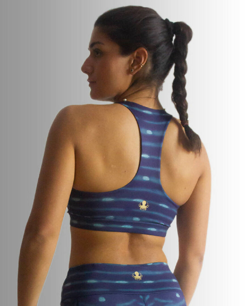 Whale Shark Print Racer Back Sports Bra