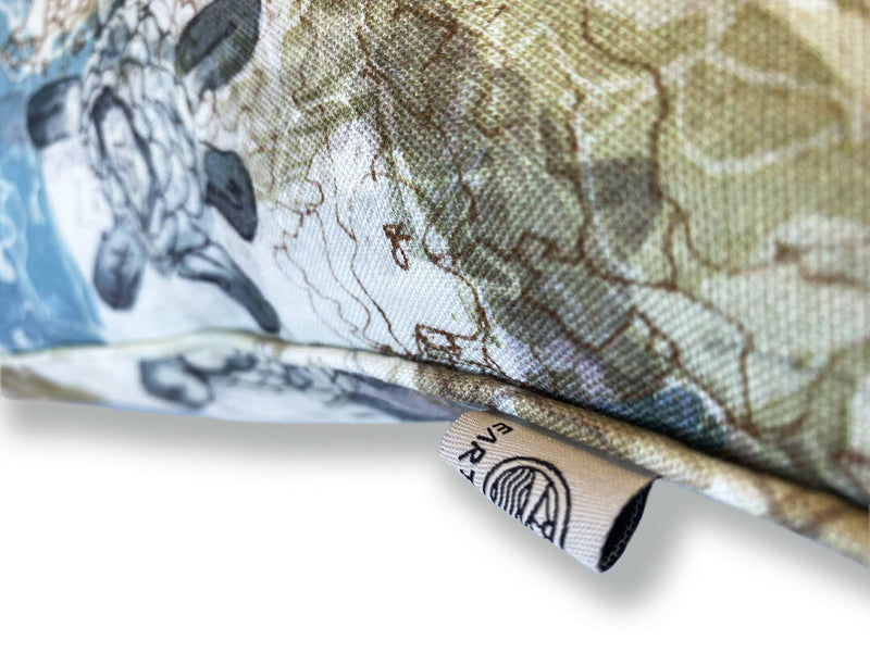 Luxury Irish Linen 50cm Airmid Blue & Grey Vibrant Square Cushion