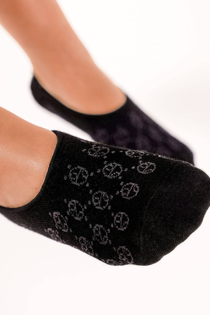 Modal Monogram No Show Socks in 2 Black & 1 White