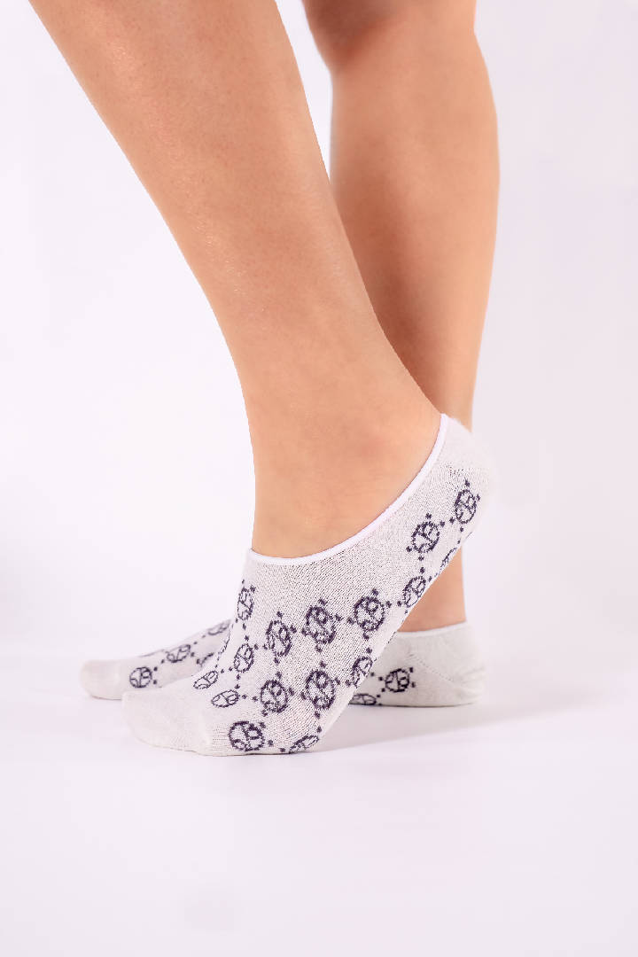 Modal Monogram No Show Socks in 2 Black & 1 White