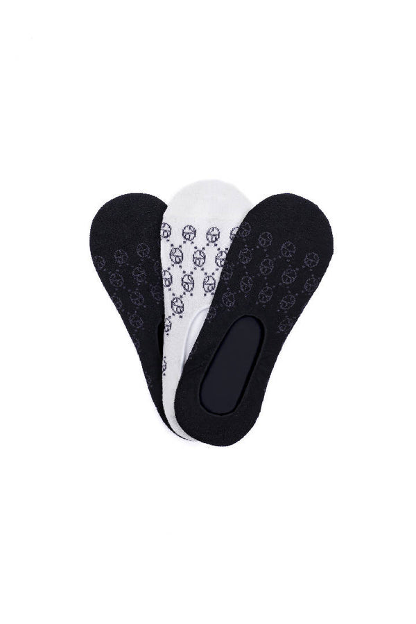 Modal Monogram No Show Socks in 2 Black & 1 White