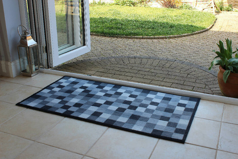Slate Squares Runner - Sustainable Recycled Washable Eco Doormats 64x124cm)