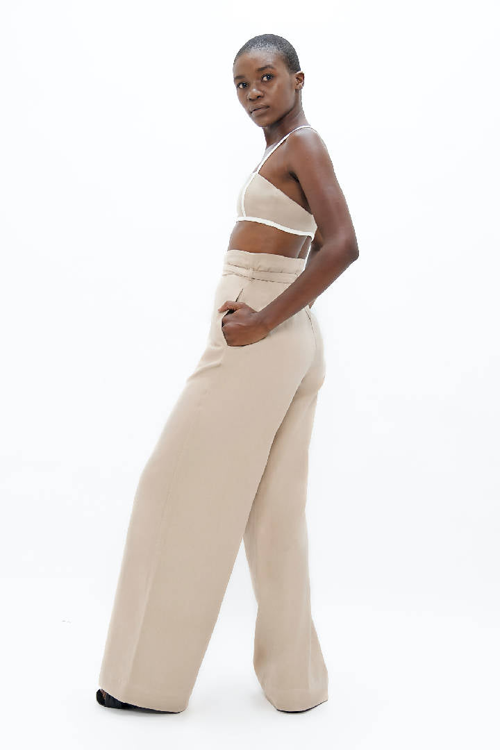 Florence Organic Cotton Pants in Sand Brown