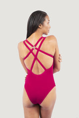 Santorini Crisscross One-Piece Swimsuit in Red Coral