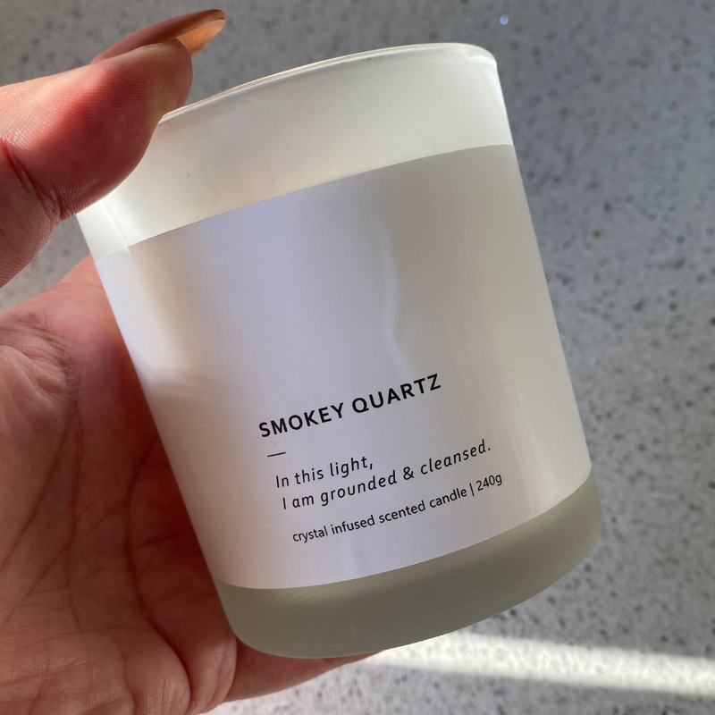 Smoked Quartz Crystal Soy Candle - Infinite Sandalwood